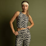 Activewear Top cropped leo splashes black/sand - VIVI MARI