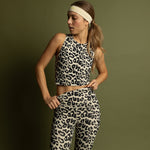 Activewear Top cropped leo splashes black/sand - VIVI MARI