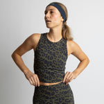 Activewear Top cropped leo splashes navy/olive - VIVI MARI