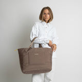 padded tote bag large + strap basic woven slim - dark mushroom - VIVI MARI