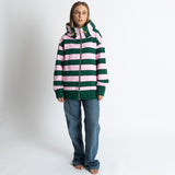 Sweat Jacket hoodie - bold stripes green/rosé - VIVI MARI