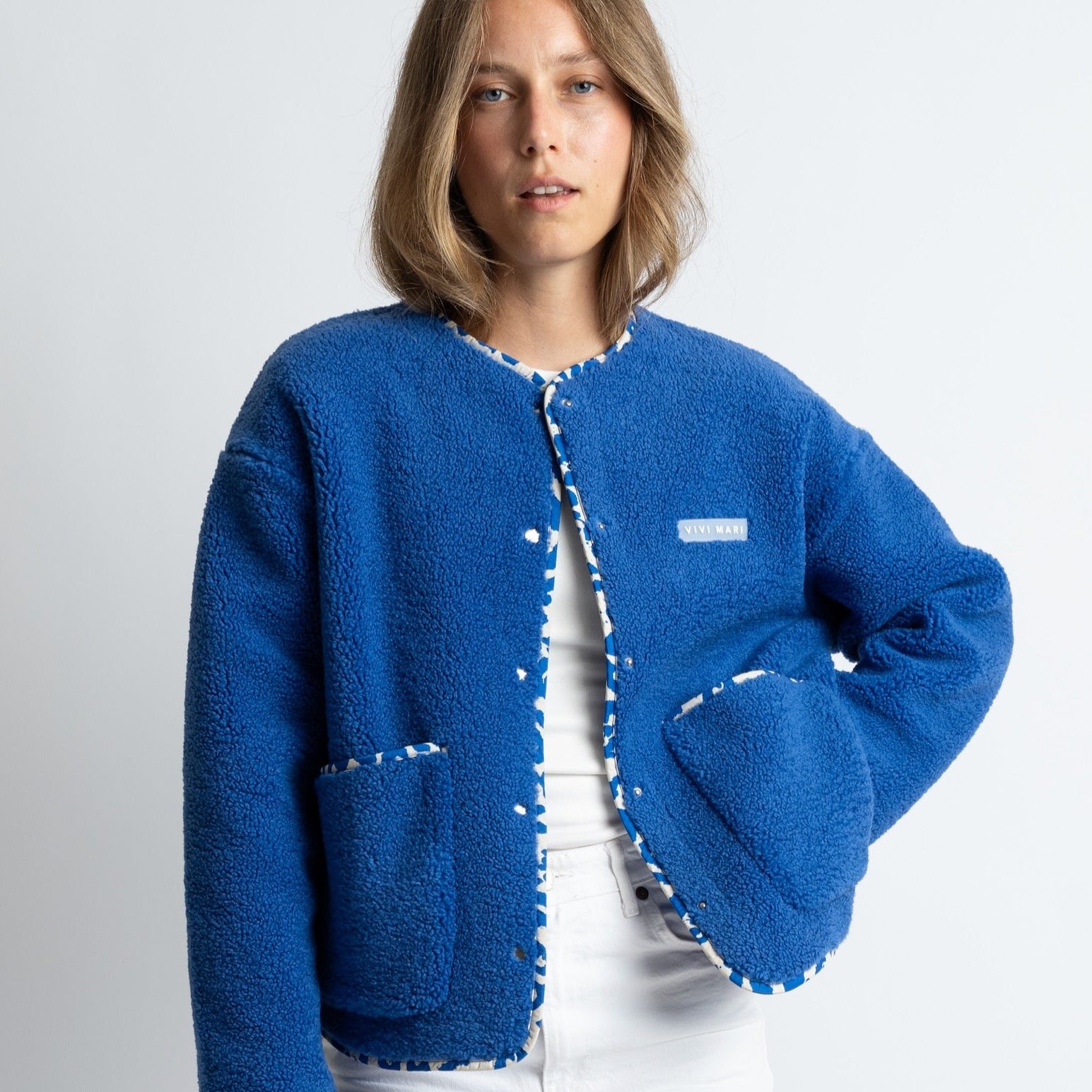 Teddy Fleece Jacket - blue - VIVI MARI