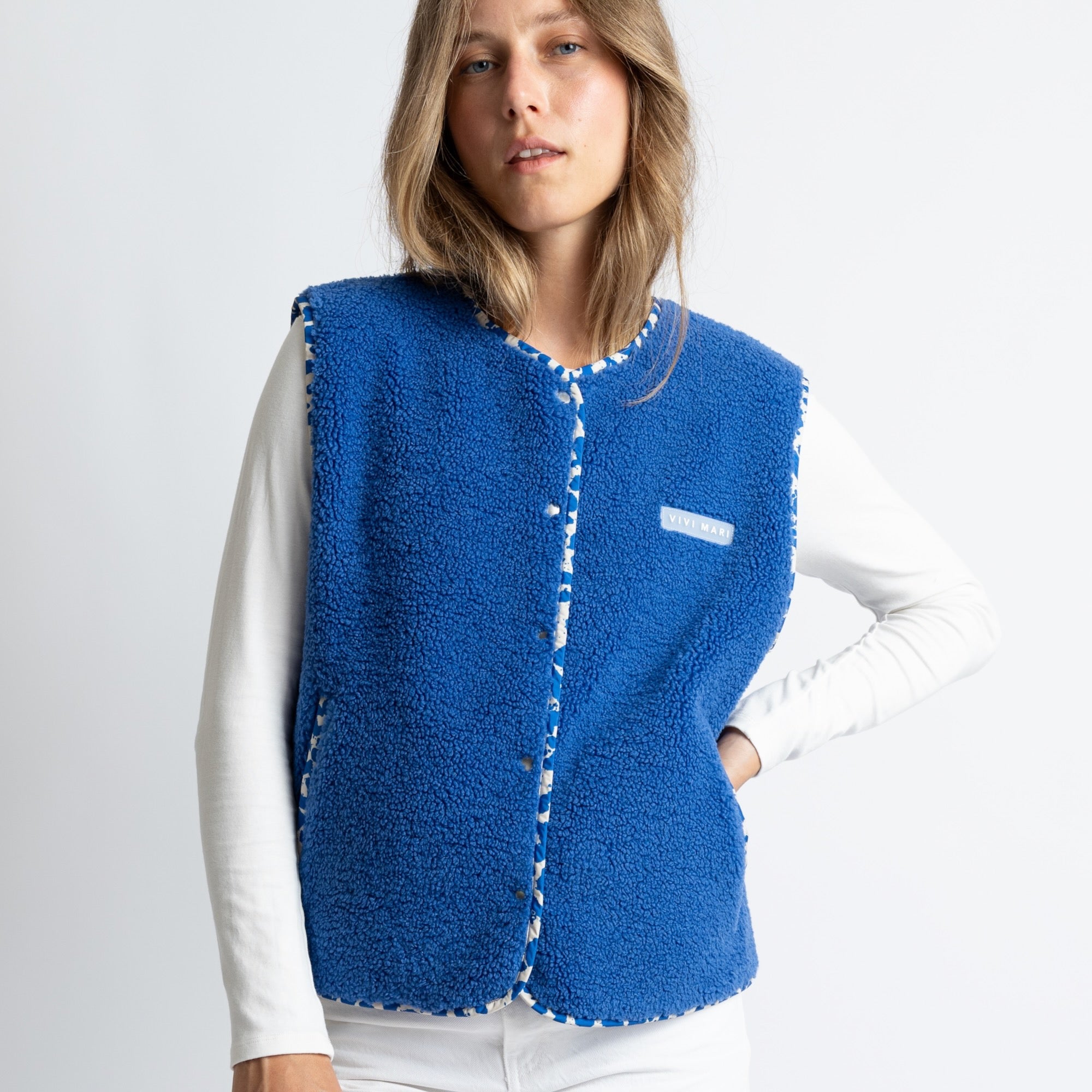 Teddy Fleece Vest - blue - VIVI MARI