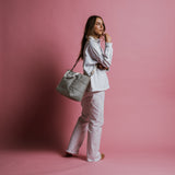 padded tote bag medium + strap basic woven slim - stone - VIVI MARI